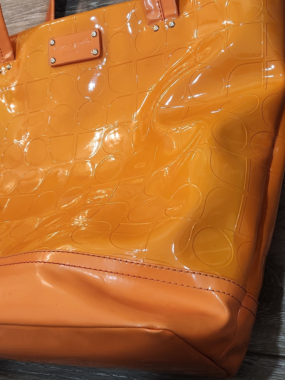 Kate Spade Rainy Day Blakely Patent Leather Tote In Marmalade Orange - Picture 3 of 10